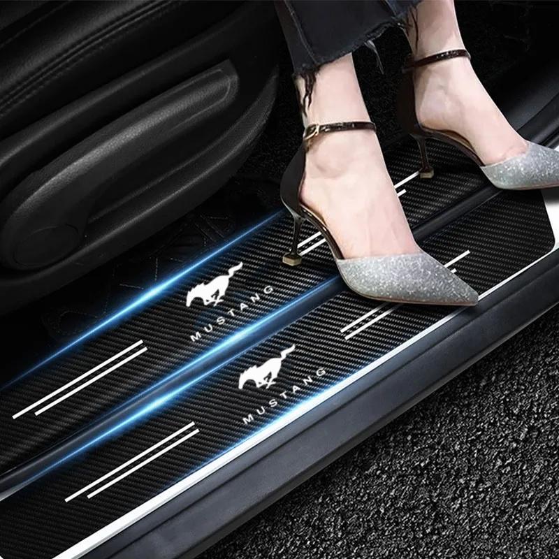 Carbon Fiber Car Door Threshold Sticker Auto Trunk Protective Strip For s5 Mustang GT SHELBY Auto Accessories s5