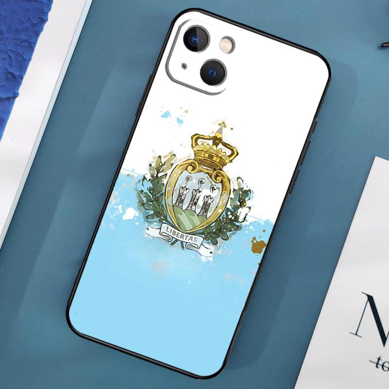 Чехол для телефона с флагом Сан-Марино для iPhone 15 13 12 11 14 Pro Max Mini X XR XS MAX SE 2020 7 8 Plus Задняя крышка