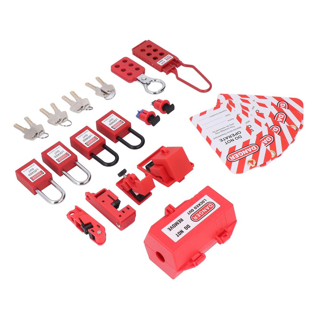 Electrical Lockout Tagout Kit Hasps Plug Lockout Loto Safety Locks Hanging Tags Keys and Storage Bag
