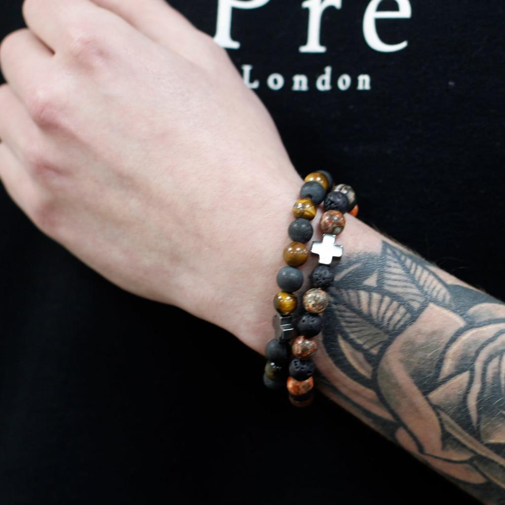 Couple Bracelets Set of 2 Picasso Jasper Howlite
