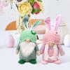 2Pcs Rabbit Ear Faceless Gnome with Knitted Hat Easter Old Man Dwarf Decor Festival Theme for Bedroom Living Room Decor