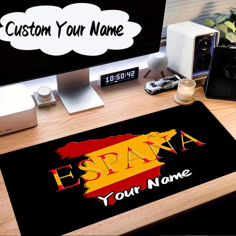 Custom Name Mouse pad Spain Flag Map Art Mouse Pad Desk Mat, Non-Slip Rubber Backer Pad For Computer Notebook Gaming Mouse Pad Birthday Gift
