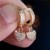 Romantic Love Heart Gold Color Drop Earrings for Women Cubic Zircon Jewelry Best Engagement Gift