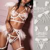 Sexy Exquisite Mesh Lingerie Bra+Garter+Briefs Set Babydoll Cut-Out Sleepwear