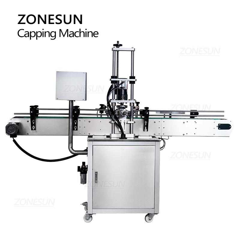 ZONESUN ZS-XG440D Auto Glass Jar Capping Machine Twist Off Lug Cap Screw Sealer Honey Sauce Jam Bottle Lid Tightening Packaging