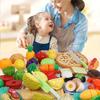16Pcs/Set Cutting Play Food Toy Simulated Fruits Vegetables Peel Cut Educational Toy Toddlers Boys Girls Pretend Play Kitchen Accessories Playset