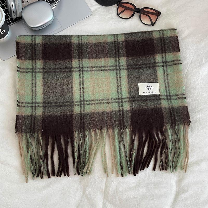 New Maillard autumn and winter plaid scarf thickened women's winter high-end feeling Korean version versatile warm shawl atmosphere