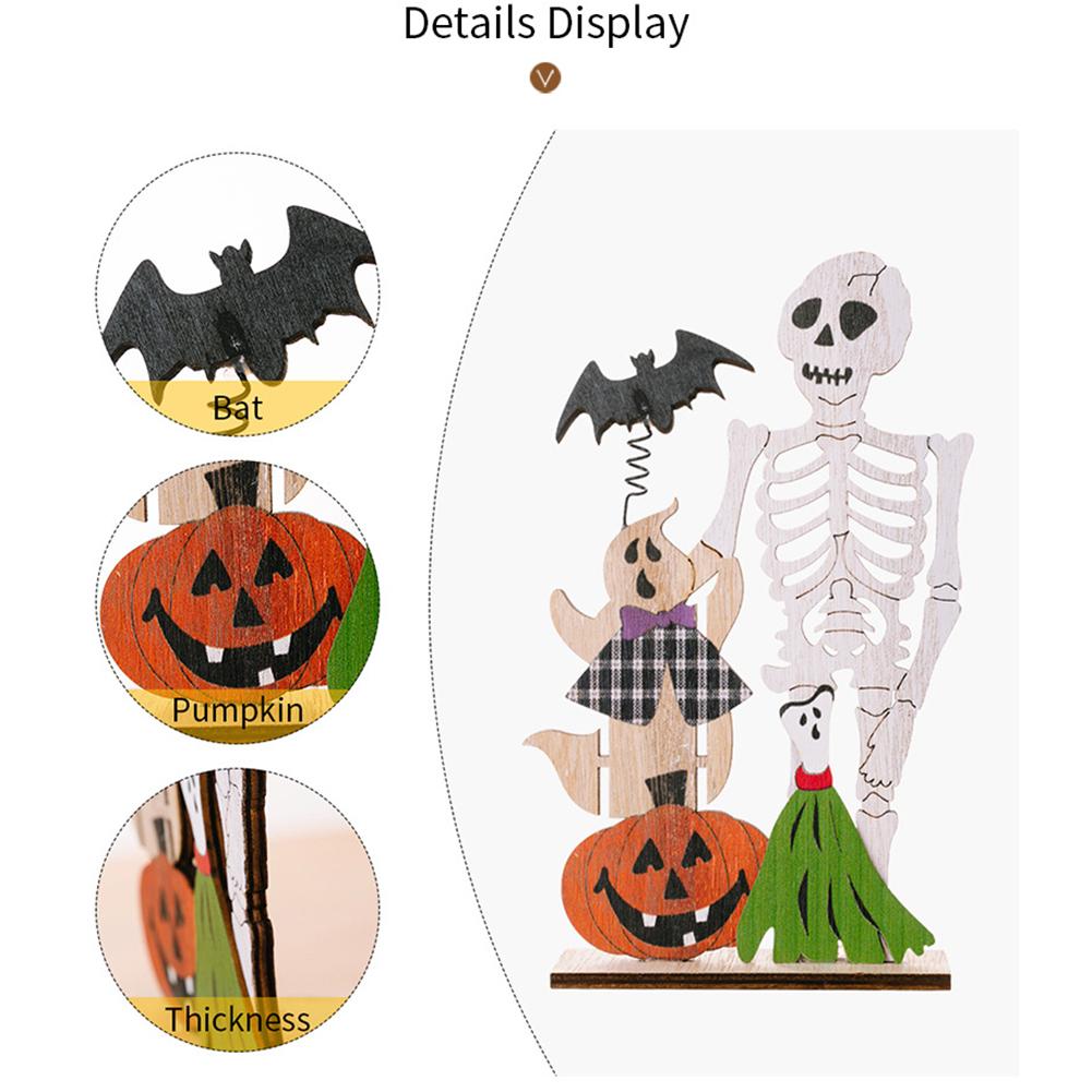 Halloween Wooden Ornaments With Pumpkin Bat Skull Halloween Party Horror Props For Trick Or Treat Party Decor