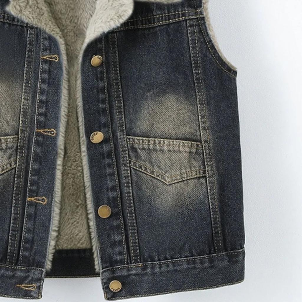 Retro Denim Vest Short Spring and Autumn Loose Sleeveless Waistcoat Vest Jacket