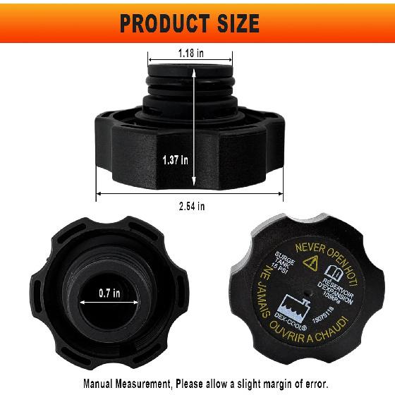 15075118 RC98 Coolant Reservoir Cap Replacement, 15 P.S.I. Radiator Surge Tank Cap Compatible with 1999-2017 Buick Cadillac Chevrolet GMC Hummer