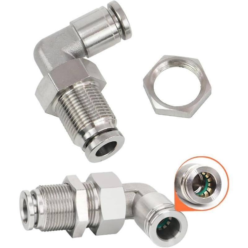 PLM 4 6 8 10 12 14 16 мм 1/8" -1/2" Дюймовая Трубка 304 Нержавеющая Сталь Перегородчатый Угольник 90 Градусов Быстроразъемное Пневматическое Соединение