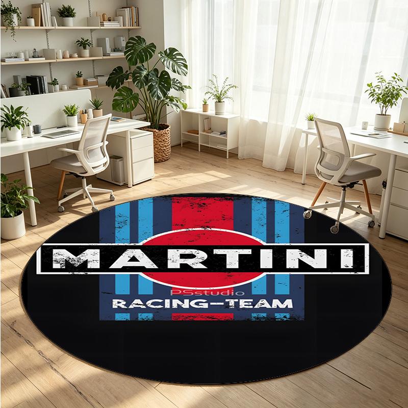 Martini Racing Printed Round Crystal Velvet Rug Soft Non Slip Floor Carpet For Bedroom Holiday Gift