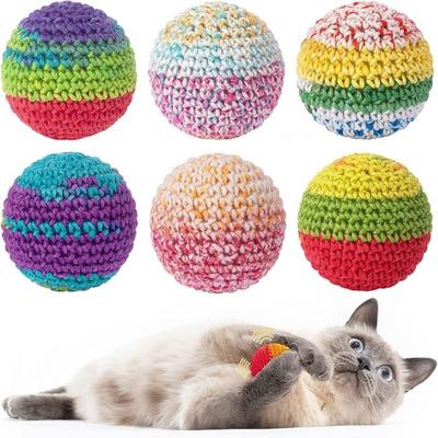 Милые Ручной Вязки Игрушки для Кошек Мяч Шерстяная Пряжа с Колокольчиком Внутри Мяч-Игрушка для Кошек Цветные Интерактивные Игрушки для Котят для Самостоятельной Игры В Помещении