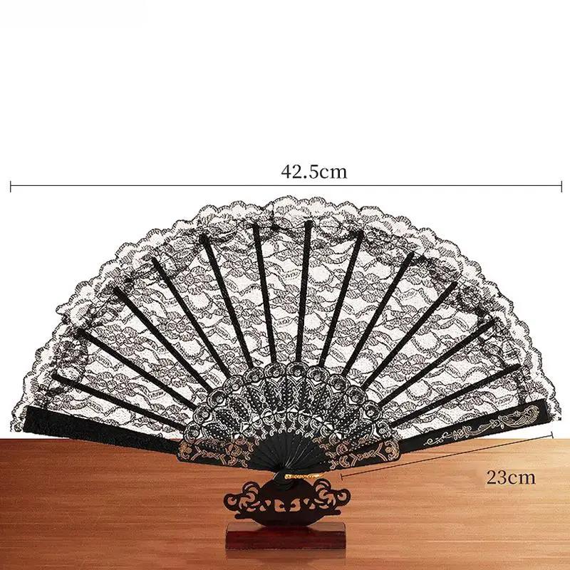 Decorative Fan Chic Female Handheld FanVintage Style Lace Folding Fan Chinese Japanese Pattern Art Craft Gift Decor