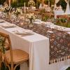 Elegant Dining Table Runner Jacquard Floral Runner, Vintage with Tassel Edges, Classic Style Farmhouse for Wedding Baby Shower Decor Charming