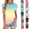 Women's Fashion Casual Short Sleeve Basic Texture Floral Round Neck T-Shirt Cap Sleeve Top