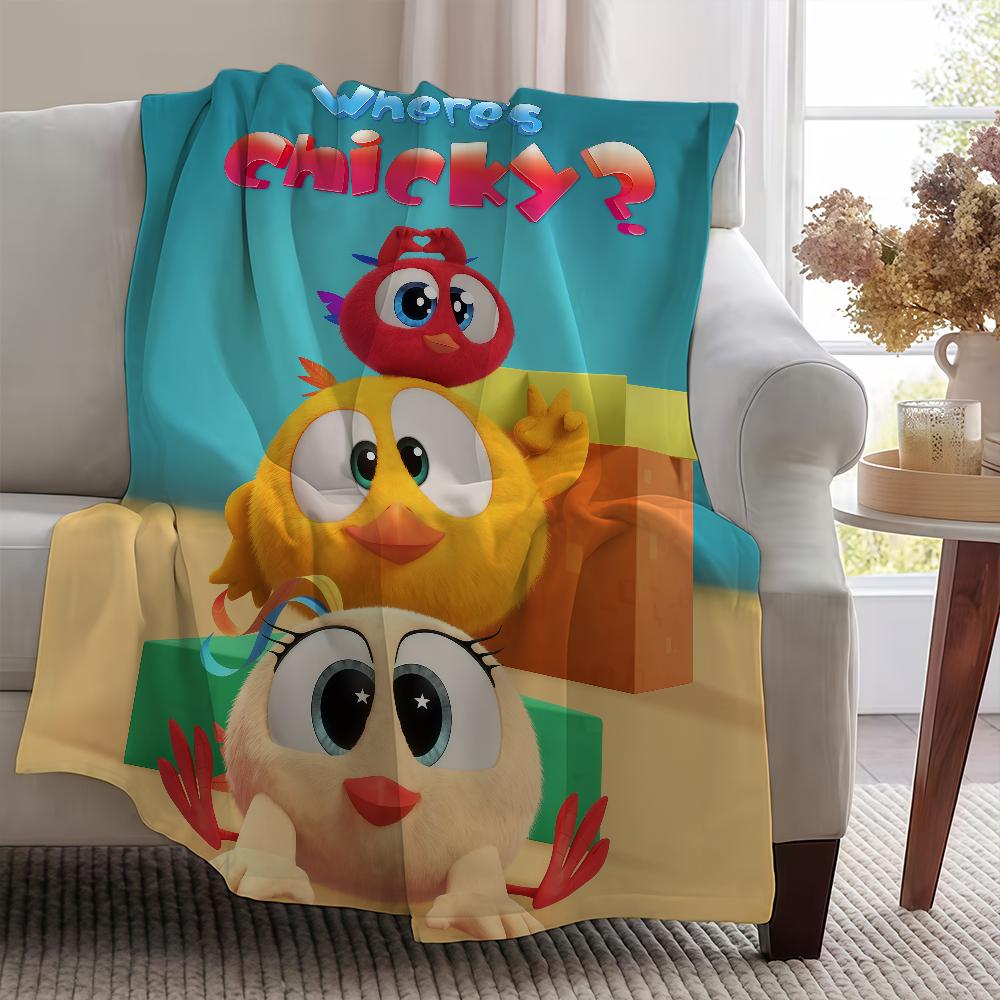 W-Wheres C-ChickyS Cartoon Blanket Throw Super Cosy Plush Living Room Sofa Couch Childish Birthday Gifts