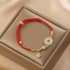 2023 New Chinese Style Safe Buckle Transfer Red Rope Full of Luck Hotan Jade S925 Sterling Silver Bracelet Girl