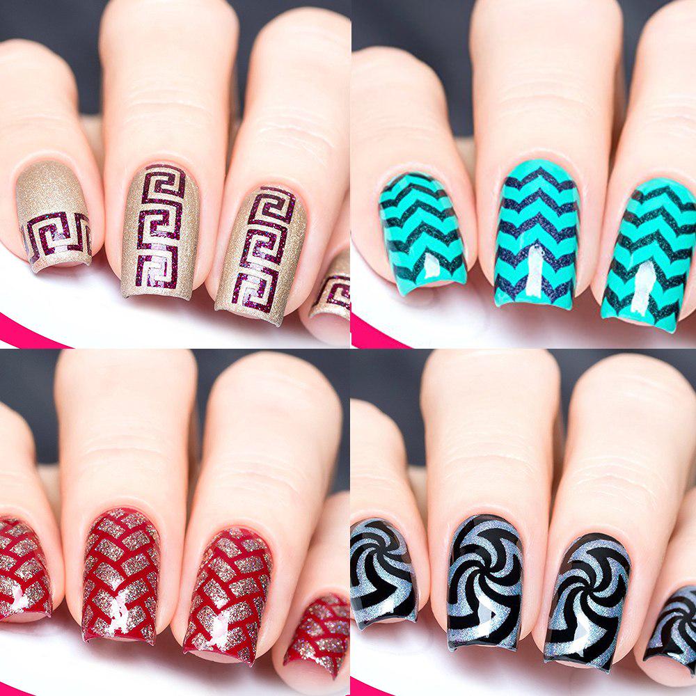 24 шт. полая лазерная наклейка для ногтей, гель-лак для ногтей, трансферная фольга, сердце, звезда, 3D шаблон для ногтей, штамп