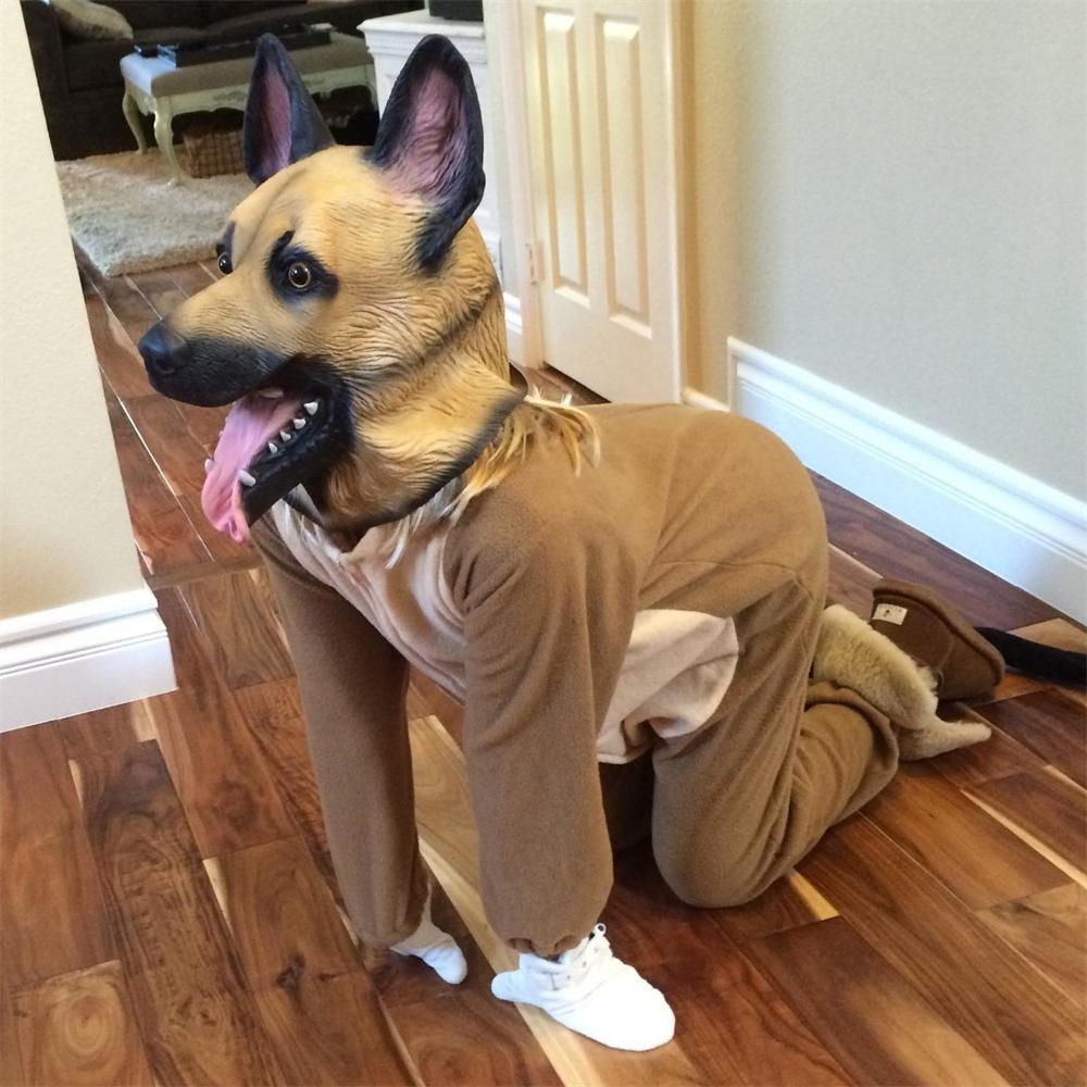 Маска немецкой овчарки для Хэллоуина, костюм животного, маска для головы овчарки, забавное реалистичное животное, латексная маска на всю голову