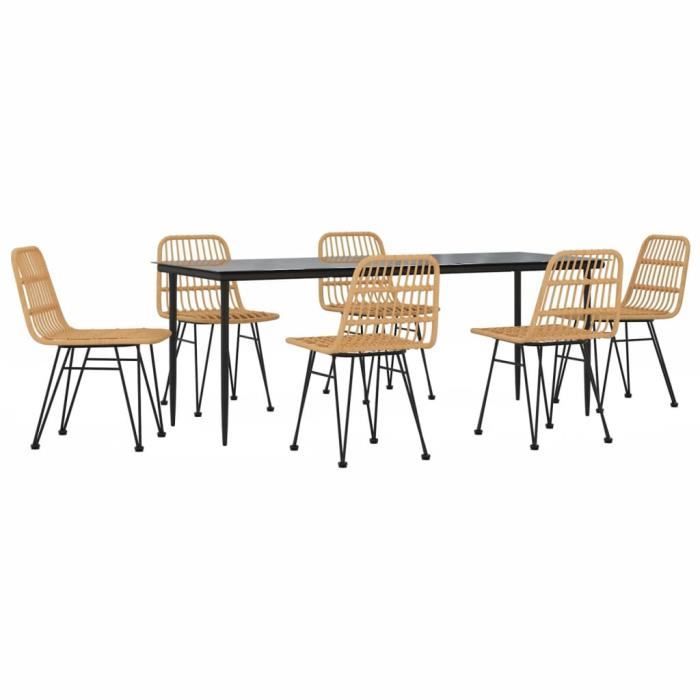 3157878 vidaXL Garden Dining Set 7 Pcs Wicker