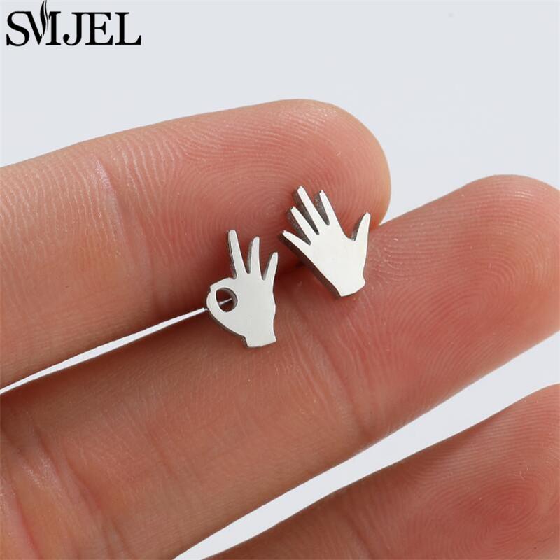 2026 Stainless Steel Geometric Stud Earrings for Women Star Sun Moon Earings Fashion Jewelry Angel Wing Ghost Ear Pendientes