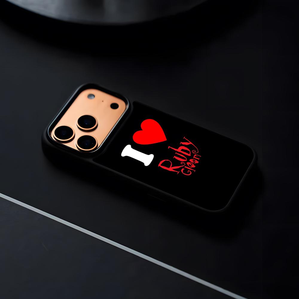 Cartoon R-Ruby Gloom Phone Case For IPhone 17 16 15 14 13 12 Pro Max Plus Black Frame Hard Shell