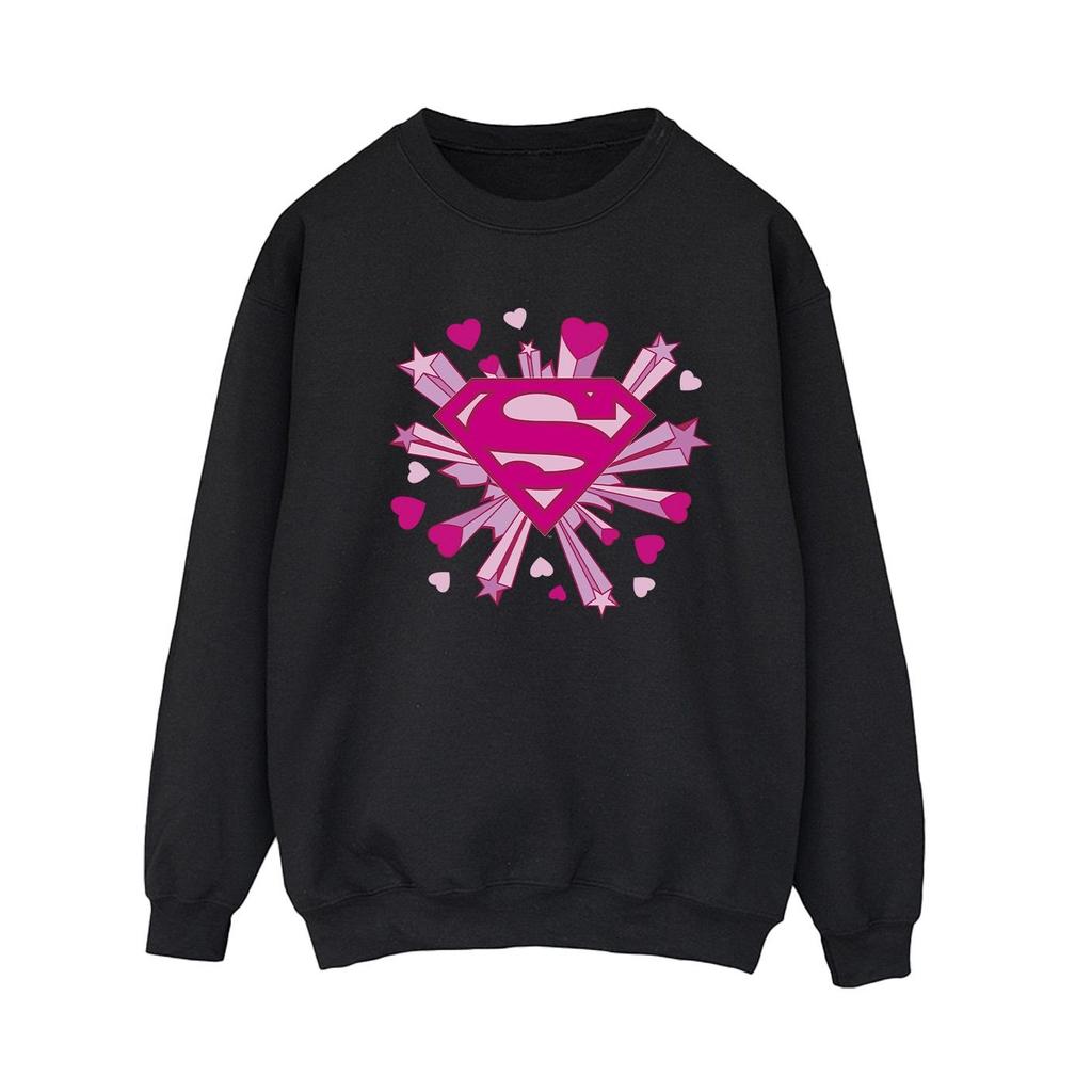 DC Comics Womens/Ladies Superman Pink Hearts And Stars Logo Sweatshirt