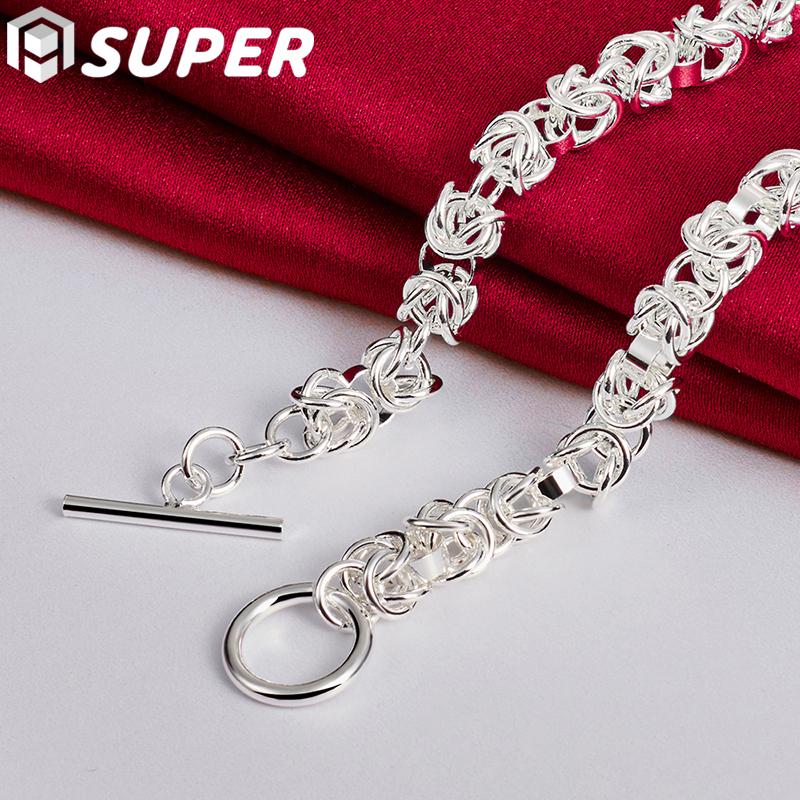 Ювелирные изделия из стерлингового серебра 925 пробы с пуговицами и цепочкой с множеством кругов