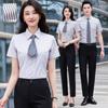 Унисекс полосатая рубашка с коротким рукавом в стиле business casual