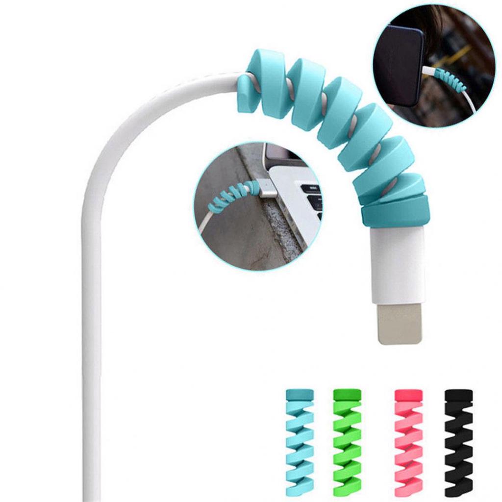 4 шт. спиральный USB-кабель для зарядки данных, защитный чехол для наушников, защитный чехол, набор чехлов