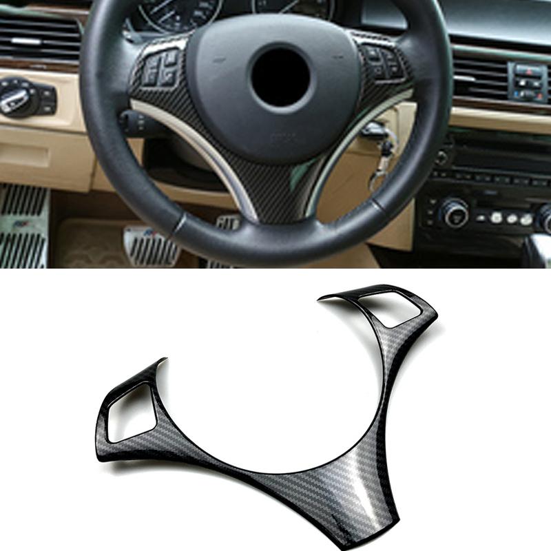 Steering Wheel Decorative Frame Moulding Sticker Strip For BMW 3 Series E90 E91 E92 E93 05-12 Carbon Fiber Trim Cover Interior
