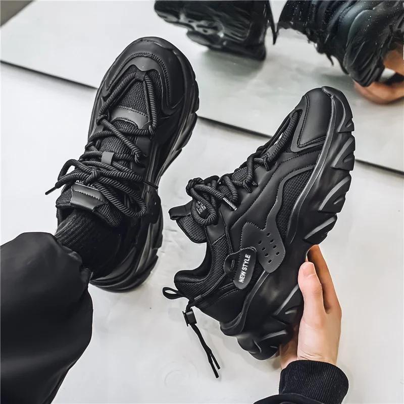 Мужская спортивная обувь на толстой подошве, простые модные повседневные кроссовки, высококачественная резиновая пластиковая мужская спортивная обувь, массивные кроссовки