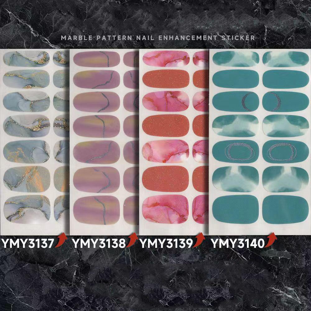 4 New Nail Accessories Marble Smudged Star Paper Mesh Red Nail with Laser Nail Stickers