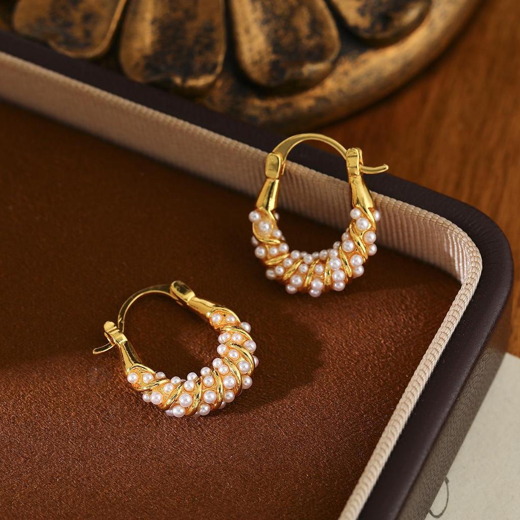 Изысканные серьги-кольца с жемчугом: Элегантный, Легкий, Модный Дизайн для Женщин