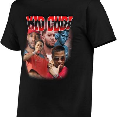 Детская Музыка Kid Cudi Мужская Дышащая Многофункциональная Модная Удобная Хлопковая Футболка для Выступлений Черная