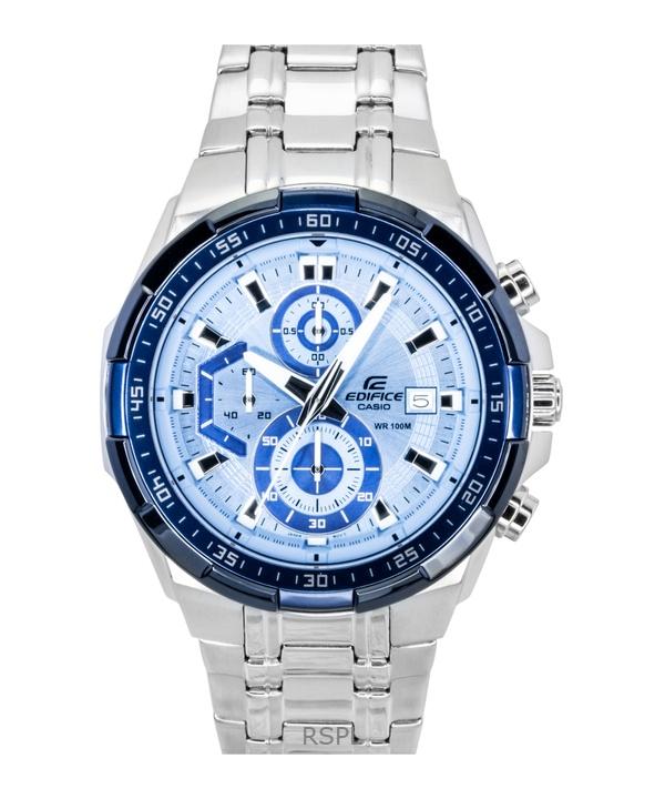 Casio Edifice Аналоговый Стандартный Хронограф Нержавеющая сталь Синий циферблат Кварцевый EFR-539DE-2AV 100M Мужские часы