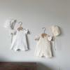 Korean-Style Baby Summer Waffle Lace Romper Jumpsuit - Children's Crawling Outfit