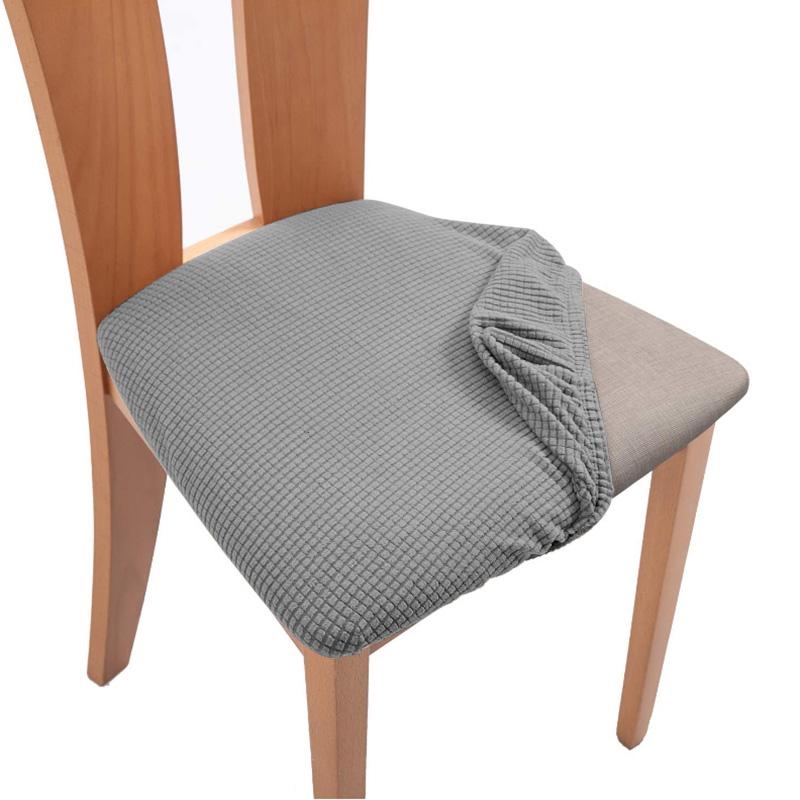 Spandex Jacquard Chair Cushion Cover Dining Room Upholstered Cushion Solid Chair Seat Cover Without Backrest Furniture Protector