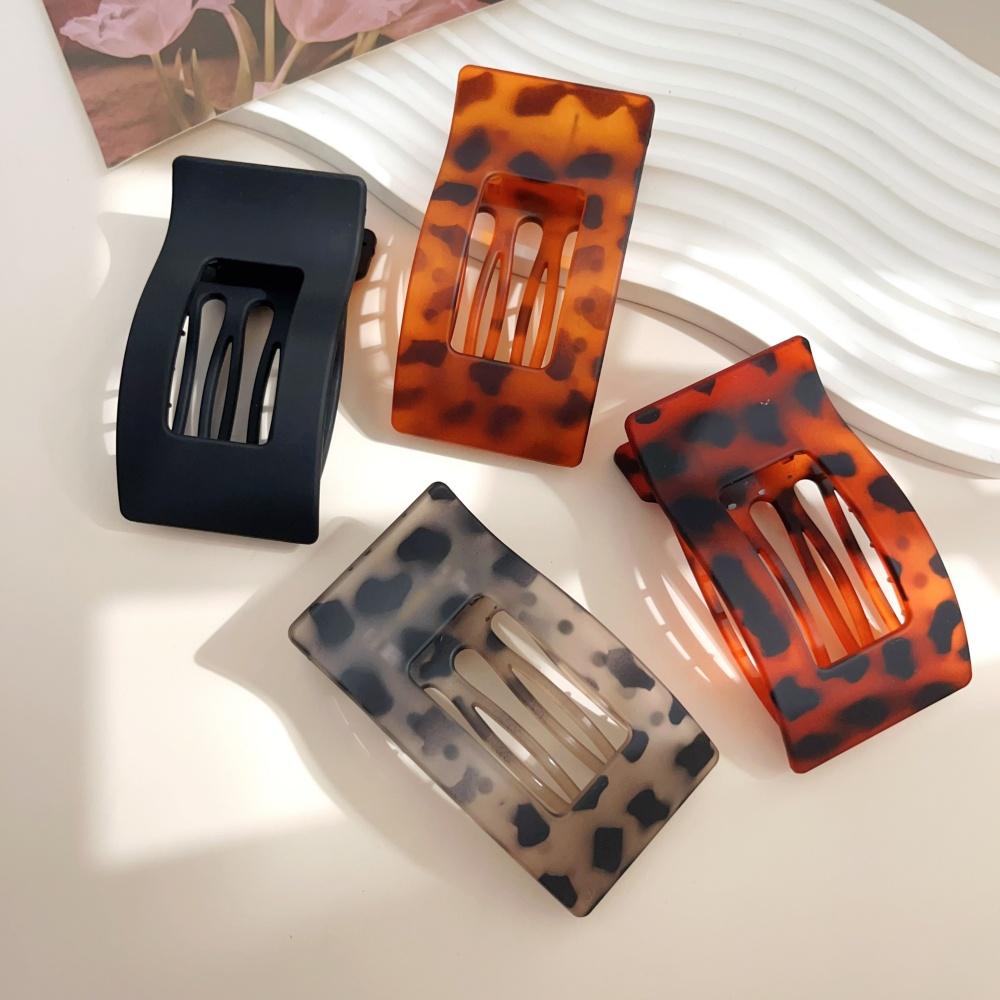 Большие французские плоские заколки для волос для женщин, девушек, матовые леопардовые прямоугольные зажимы-уточки, аксессуары для укладки густых и тонких волос, новые