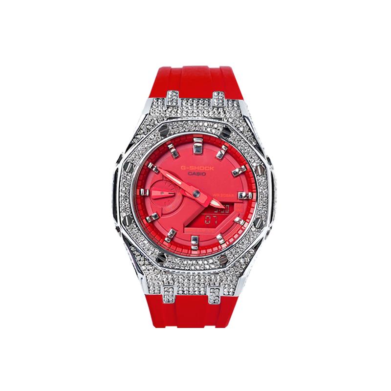 CASIO Unisex Liquid Crystal,Analog Dual Display Series 48.5mm Red Watch GA-2100-4A(Watch8--)