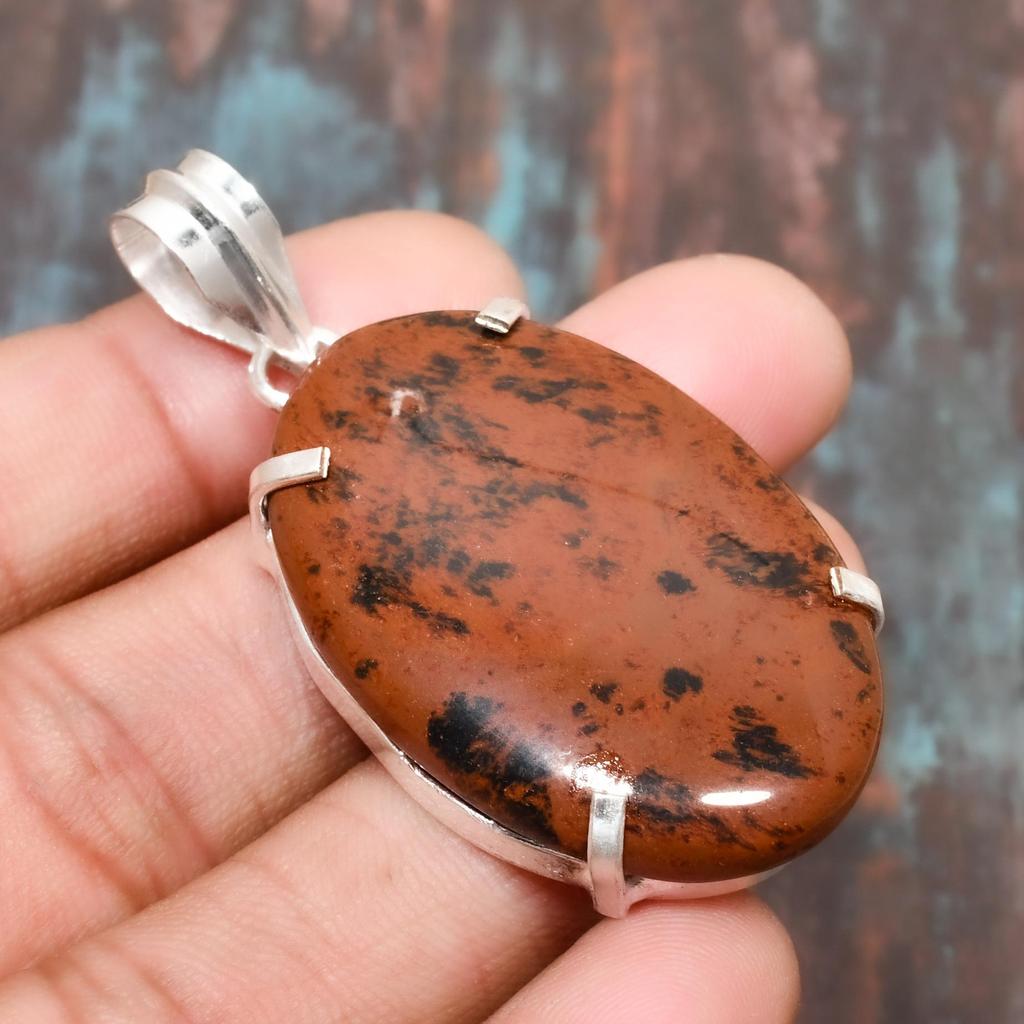 Mahogany Obsidian Gemstone Handmade  925 Sterling Silver Pendant Jewelry For  Her