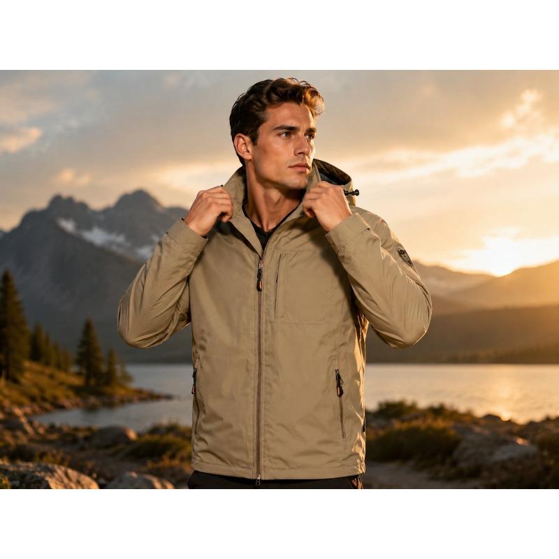 Men S Thin Waterproof Hooded Outdoor Hiking Casual Jacket