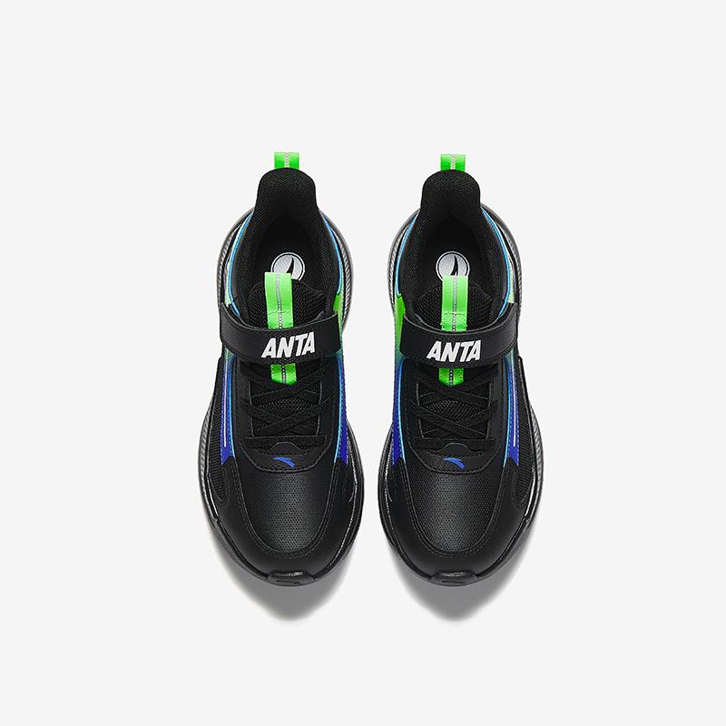 Anta Fashion Lightweight Shock Absorbing Low Top Running Shoes Kids Sneaker Black A12445580N-1
