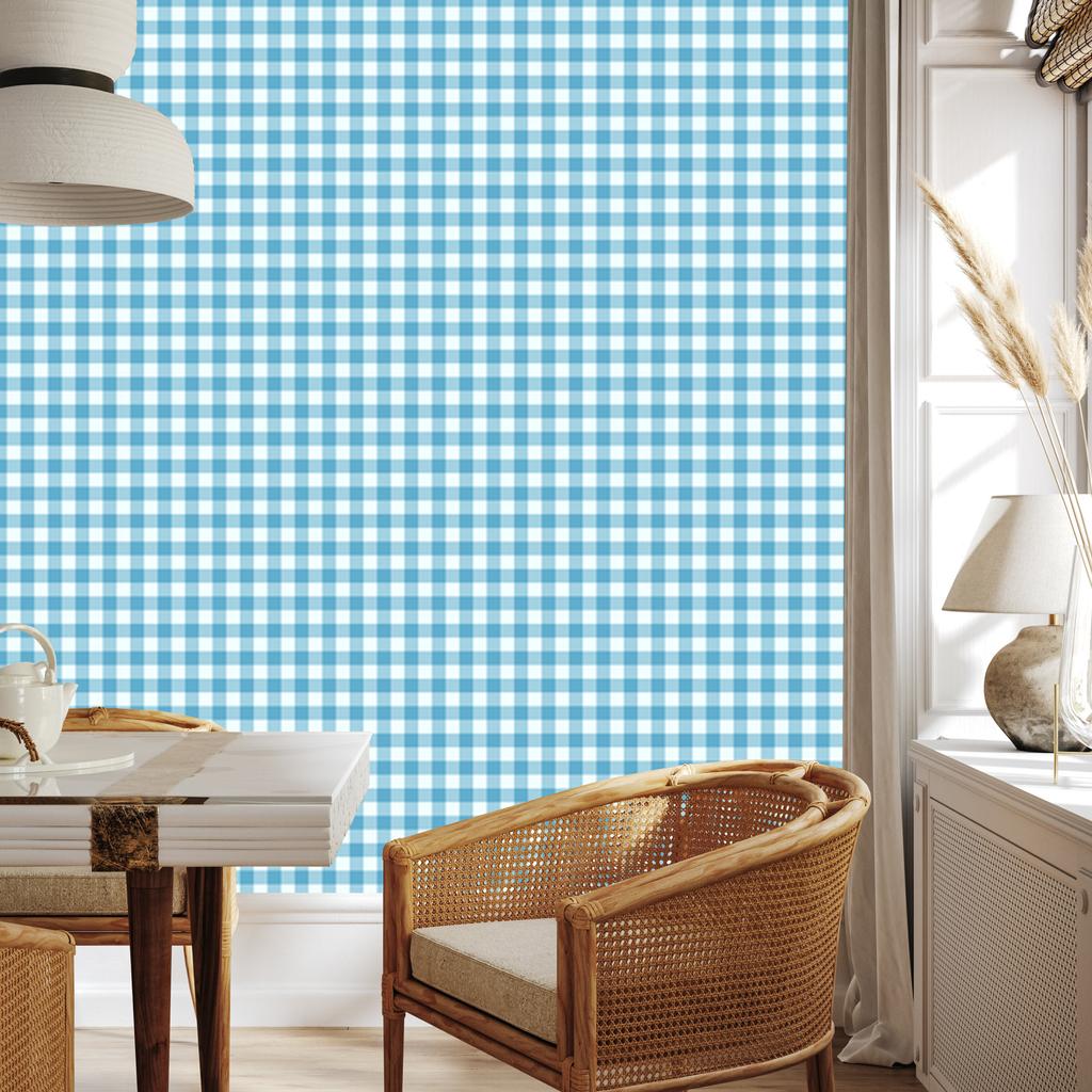 Wallpaper Fabric Pattern Celadon, Turquoise, White and Azure 50x1000