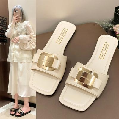 Мода 2024 Новая Мода Женские Тапочки, Дышащие и Удобные ПУ Шлепанцы с Толстой Нескользящей Подошвой