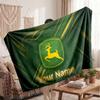 John Deere Flannel Blanket, Custom Name Text Personalized Soft Throw Blanket Home Decor Gift