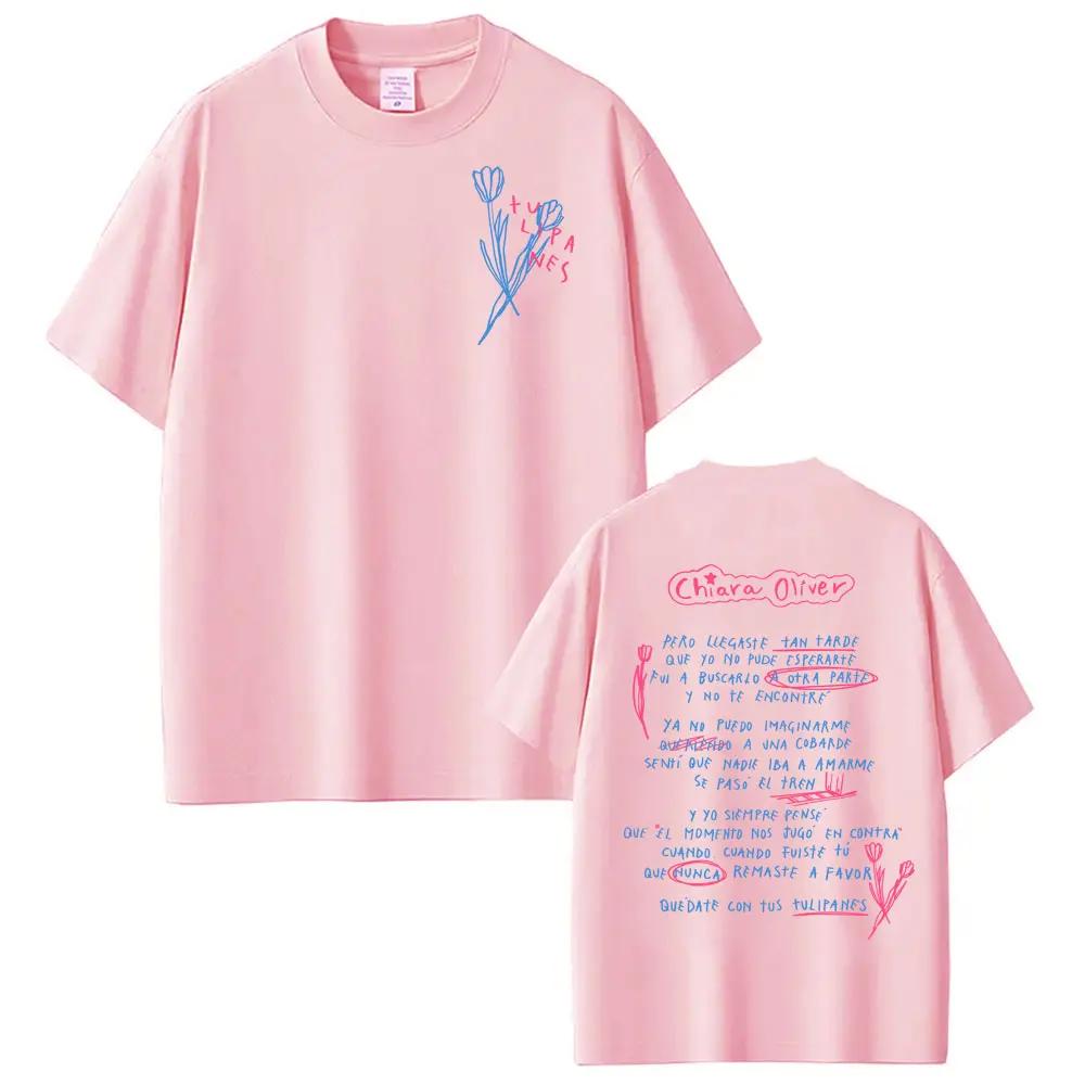 Singer CHIARA OLIVER Album Letters Graphic T-shirts Men Women Hot Sale Casual Cotton T Shirt Vintage Pop Music T-shirt Tops