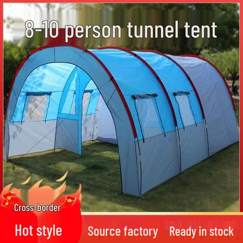 8-Person Large Tunnel Tent: Waterproof Sunshade for Camping