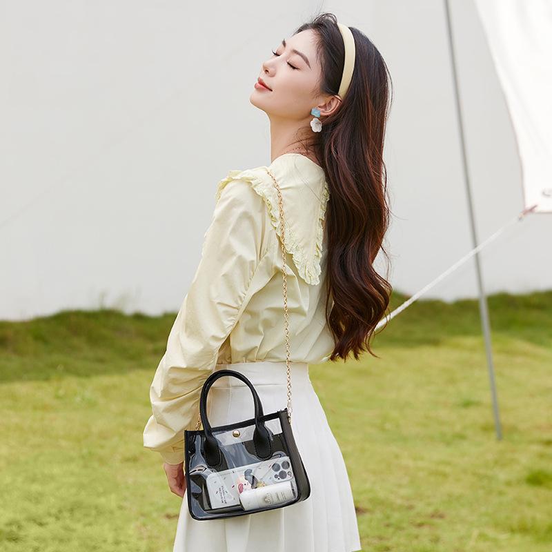 Интернет-знаменитость Jelly Transparent Bag модная маленькая крутая и элегантная универсальная цепочка популярная сумка